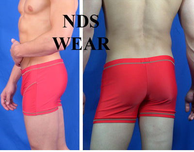 Mens Contrast Stitch Squarecut Swimsuit - Closeout