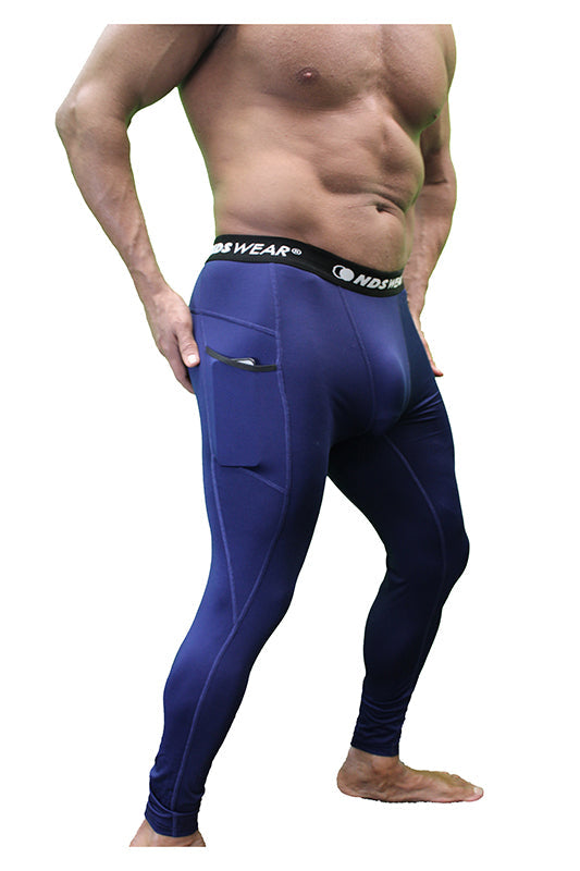 NDS Wear Men's Full Compression Tights Athletic Sport Pant Navy