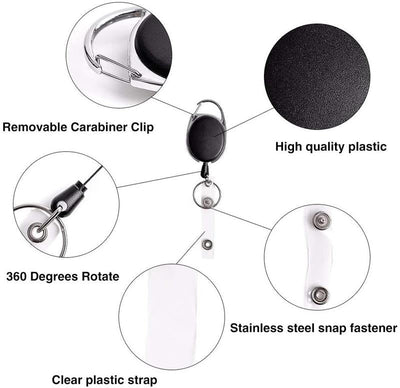 Retractable Badge Reel with Claw Clasp and Clip for Id Card Holders