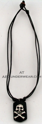 Skull Necklace/Choker on Double Leather Cord