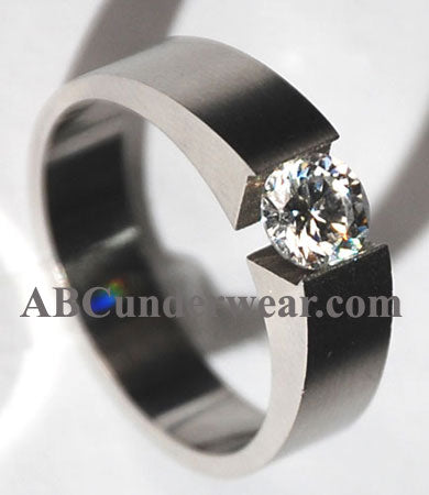 Solitaire Stainless Steel Tension Ring