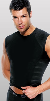 Striped Lycra and Microfiber Muscle Shirt