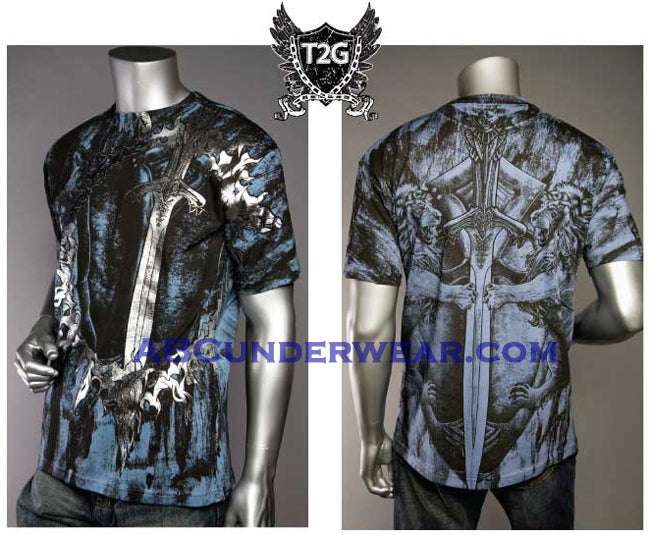 Sword Print Mens Tee Shirt- Clearance