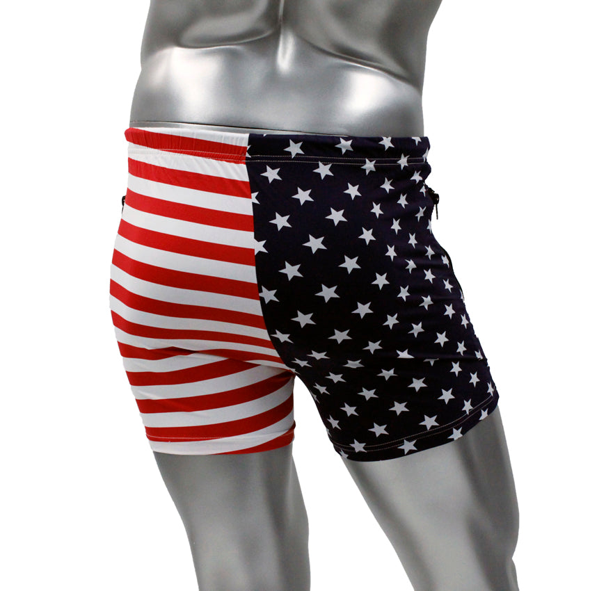 Fitted USA Star and Stripes American Flag Gym Workout Short by NEPTIO®