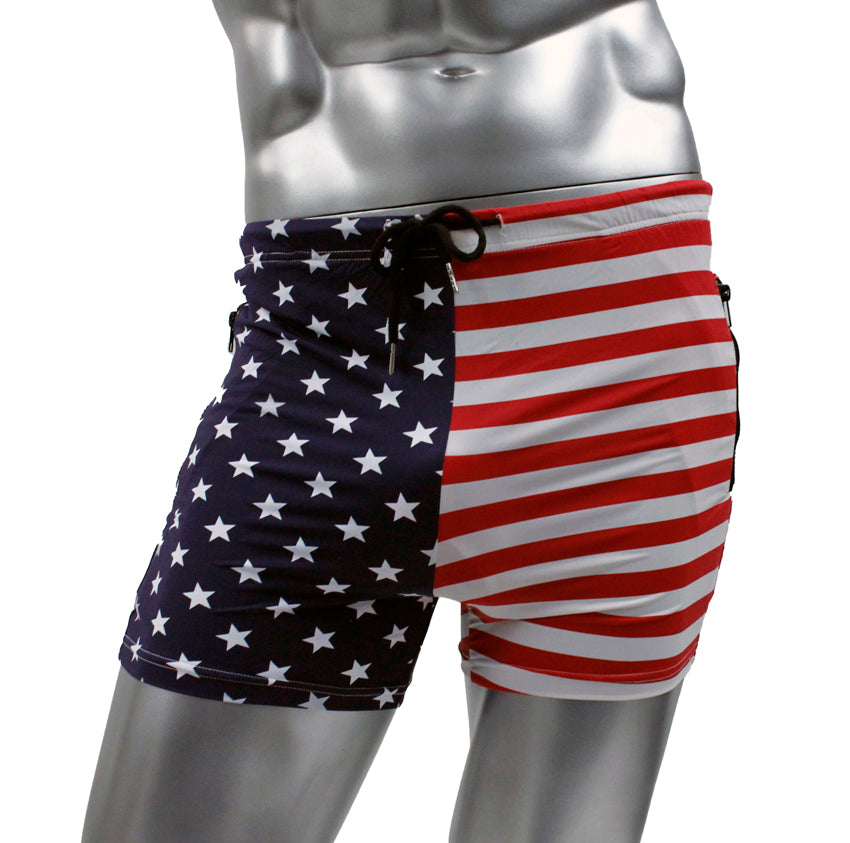Fitted USA Star and Stripes American Flag Gym Workout Short by NEPTIO®