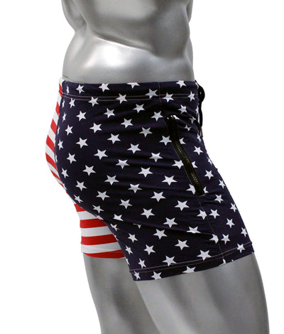 Fitted USA Star and Stripes American Flag Gym Workout Short by NEPTIO®