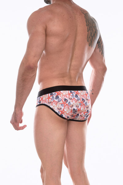 Men's High Slip Brief Underwear Featuring Seashell Design - By NDS Wear