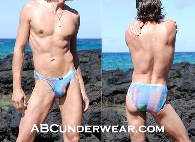 Men's Mesh Bikini Blue Graphic - 3XL Clearance