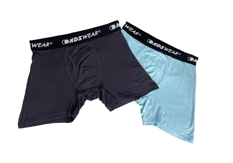 NDS Wear Bamboo Boxer Brief Underwear for Men 2 Pack Blue-Black