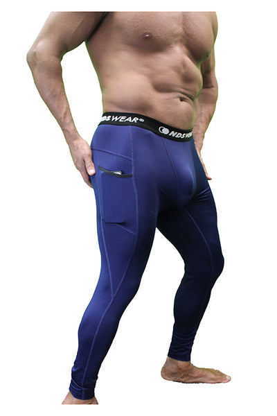 NDS Wear Men's Full Compression Tights Athletic Sport Pant Navy