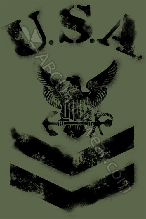 Navy Logo Faux Stenciled Shirt