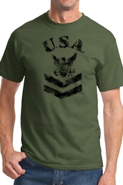 Navy Logo Faux Stenciled Shirt
