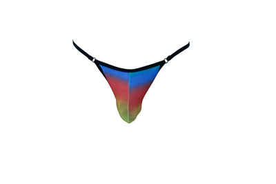 Stylish and Contemporary Rainbow Rising Men's Thong Featuring a Ring