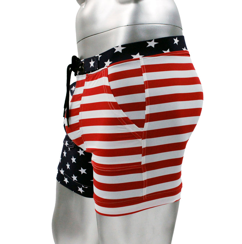 USA Flag Mens Sexy Swim Trunk Surf Short by NEPTIO®