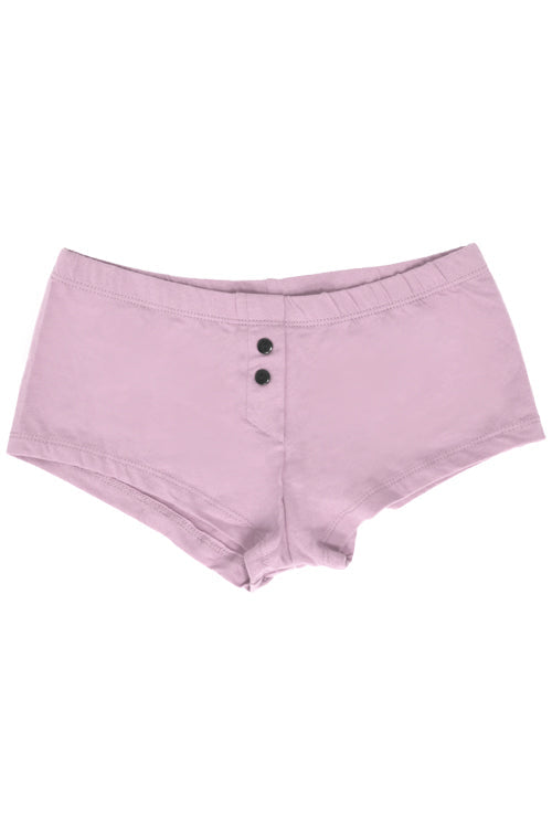 Womens Cotton Spandex Button-Up Boy Short - Light Lavender Purple